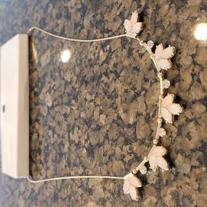 H&M Gold Statement Necklace with Pink and White Stones